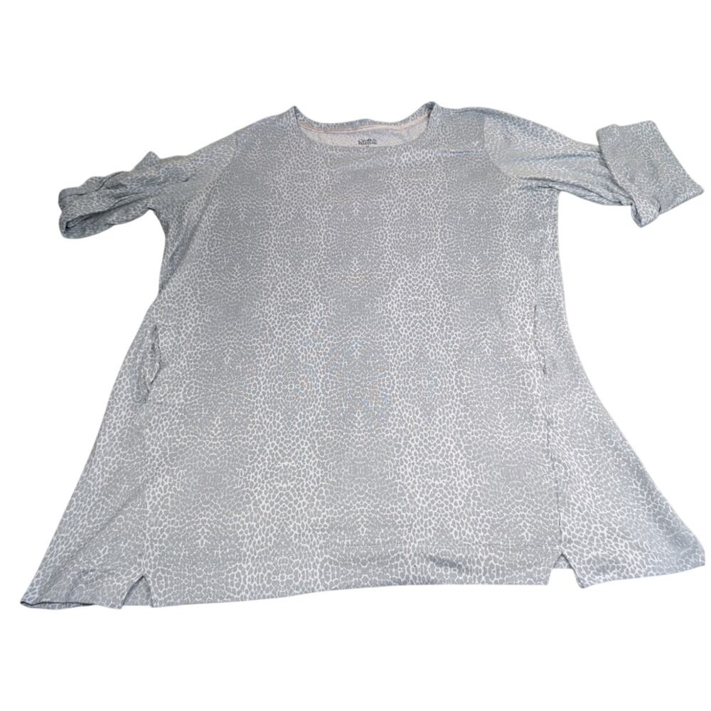 Croft & Barrow Womens Gray Animal Print Moomoo Mature Nightgown Size 2X